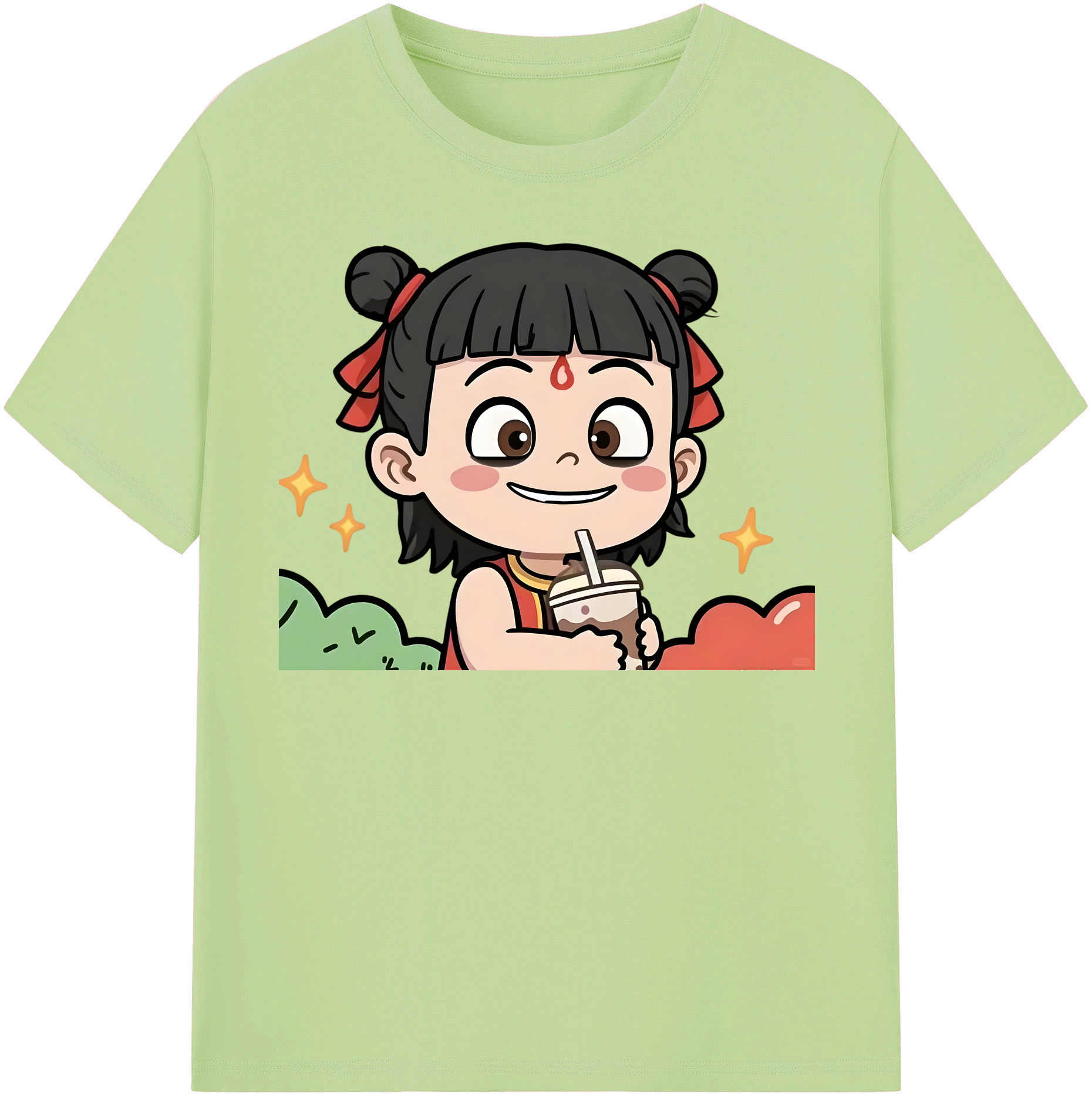 （画像用） Ne Zha 2 ナタ 魔童の大暴れ 綿100％半袖Tシャツ（フロントプリント）